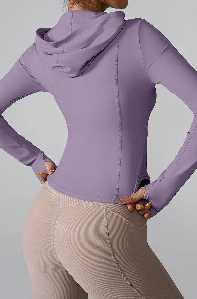 Athletic Hooded Coat Zipper Yoga Long sleeve Jacket sold by CRAVE by Frederick Wilhelm product image thumbnail 2