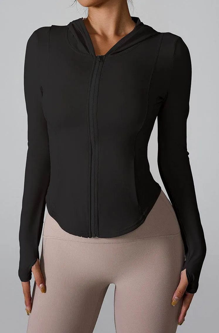 Athletic Hooded Coat Zipper Yoga Long sleeve Jacket sold by CRAVE by Frederick Wilhelm product image thumbnail 4