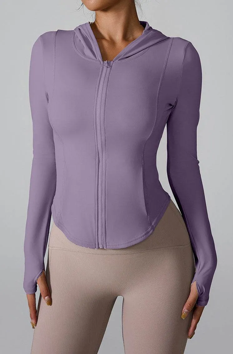 Athletic Hooded Coat Zipper Yoga Long sleeve Jacket sold by CRAVE by Frederick Wilhelm