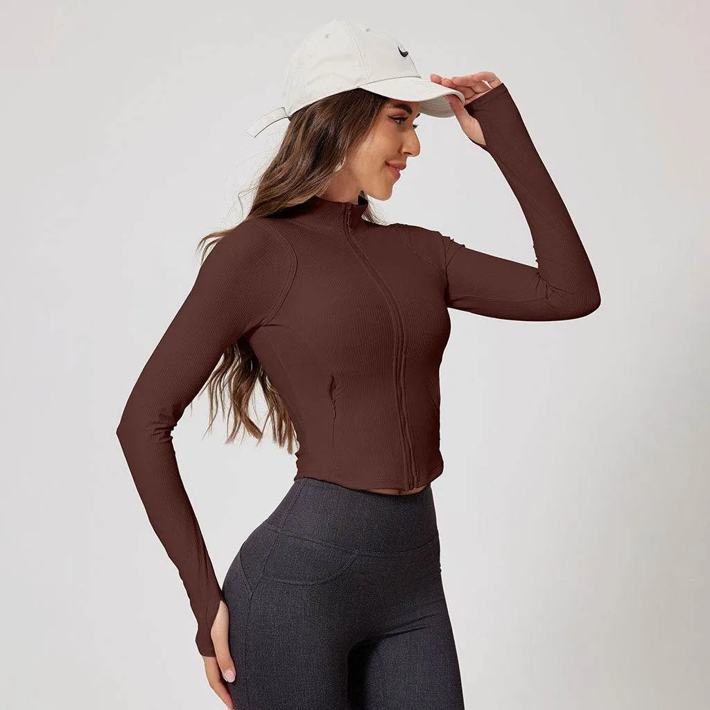 Workout Jacket Slim Fit Cropped Coat Athletic Tops sold by CRAVE by Frederick Wilhelm product image thumbnail 5