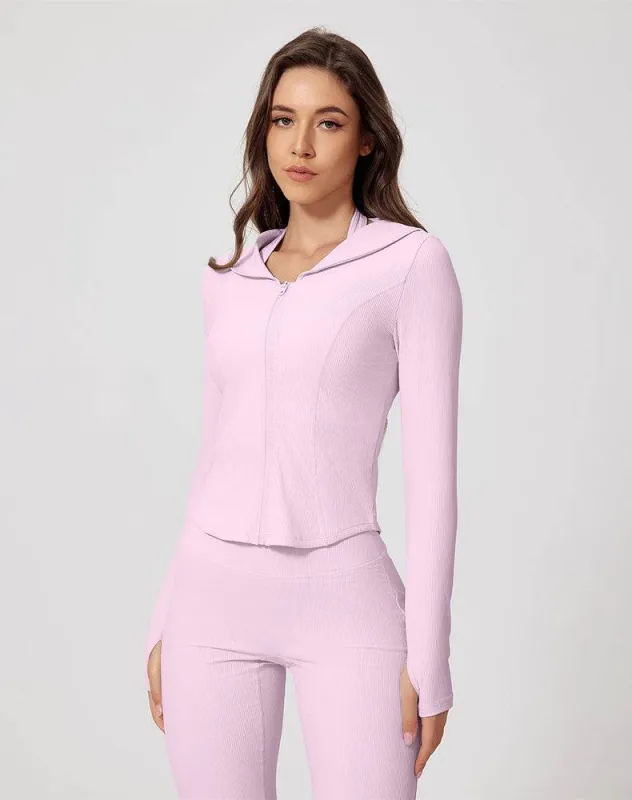 Navy Collar Workout Jacket Zipper Long Sleeve Yoga Coat sold by CRAVE by Frederick Wilhelm