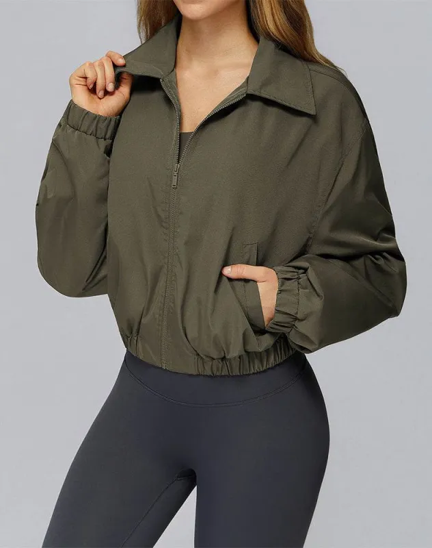 Stand Collar Casual Jacket Long Sleeve Tight Hem Crop Tops sold by CRAVE by Frederick Wilhelm