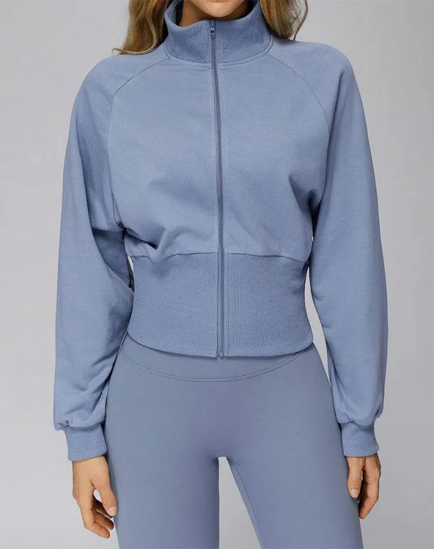 Zip Up Casual Jacket Workout Long Sleeve Crop Tops sold by CRAVE by Frederick Wilhelm