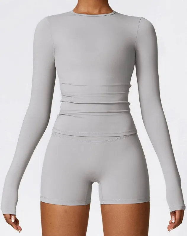 Crewneck Long Sleeve Shirt Basic Tees Slim Fit Crop Tops sold by CRAVE by Frederick Wilhelm