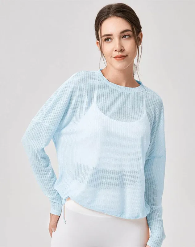 Sheer Long Sleeve Mesh Top Crewneck Loose See Through Blouse sold by CRAVE by Frederick Wilhelm