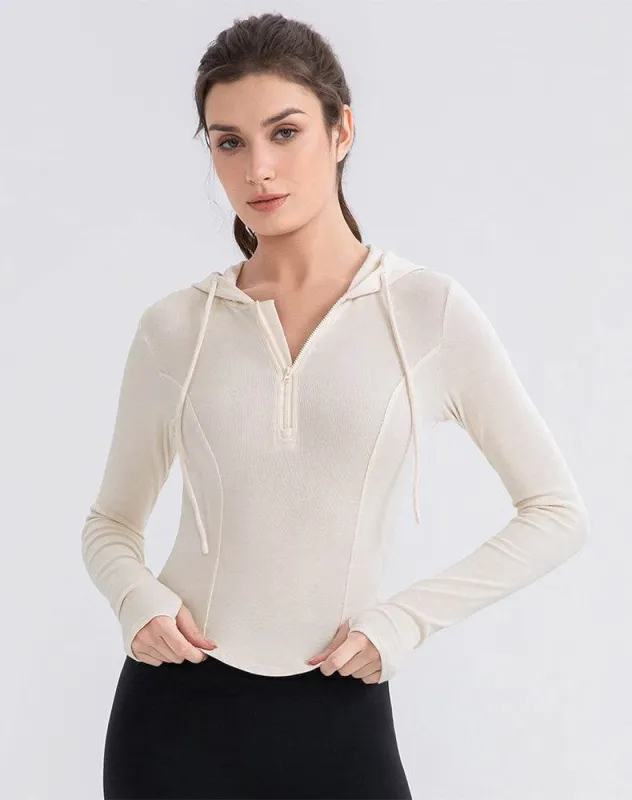 Cropped Zip Up Hoodie Long Sleeve Slim Crop Tops made by CRAVE by Frederick Wilhelm