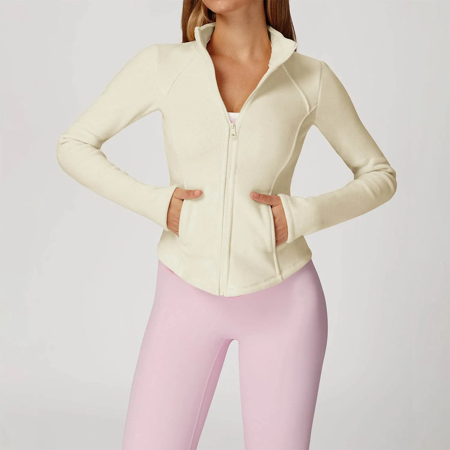 Full Zip Fleece Jacket Long Sleeve Coat with Pockets sold by CRAVE by Frederick Wilhelm product image thumbnail 2