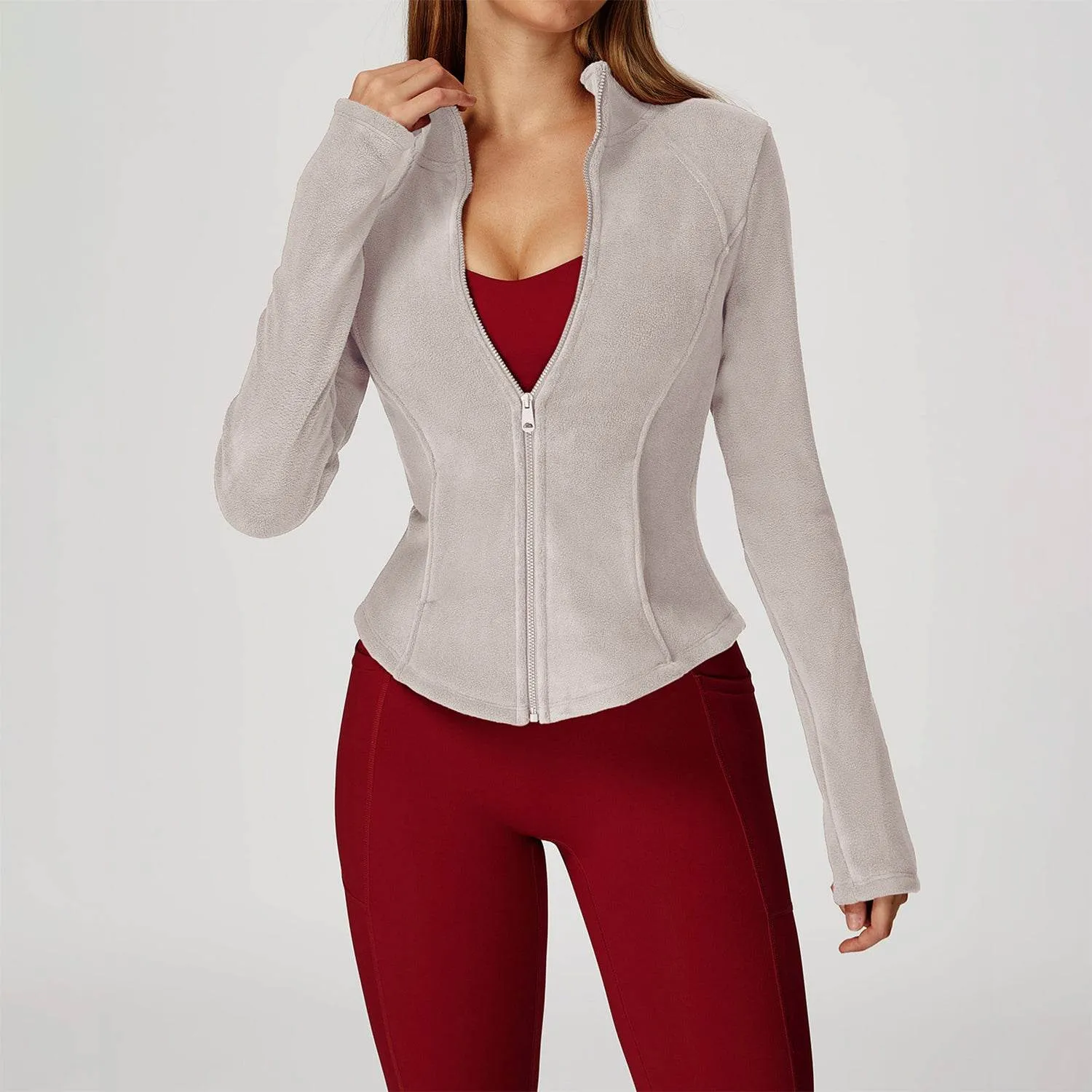 Full Zip Fleece Jacket Long Sleeve Coat with Pockets sold by CRAVE by Frederick Wilhelm product image thumbnail 5