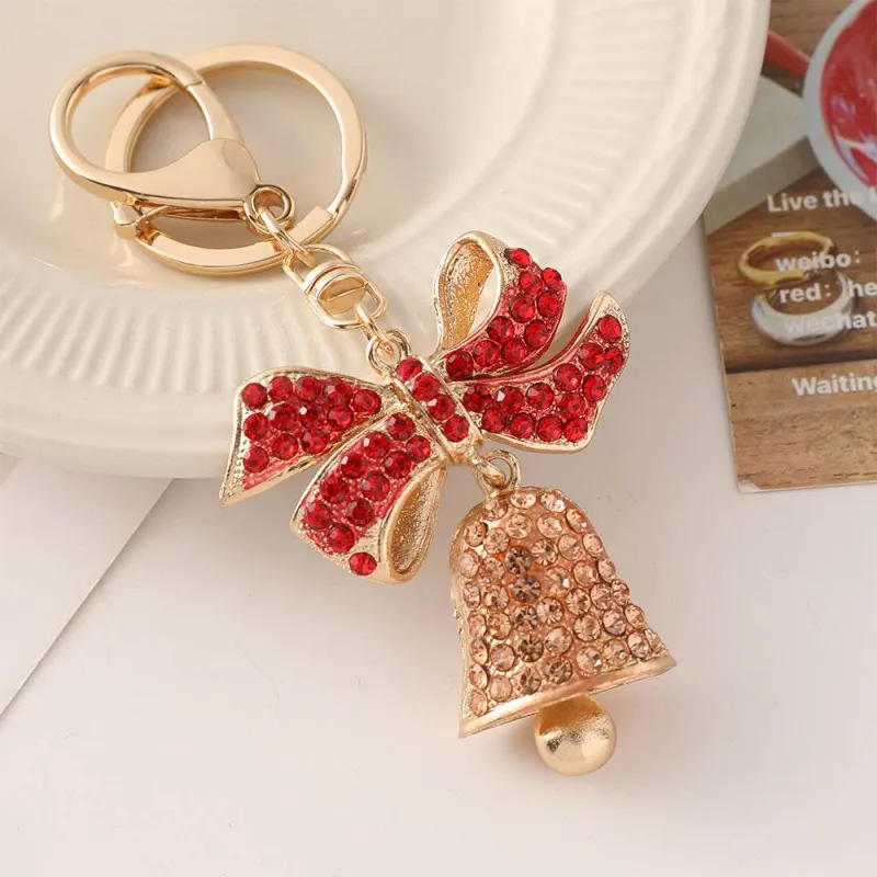 Crystal Christmas Bell with Bow Bag Keychain Decor sold by CRAVE by Frederick Wilhelm
