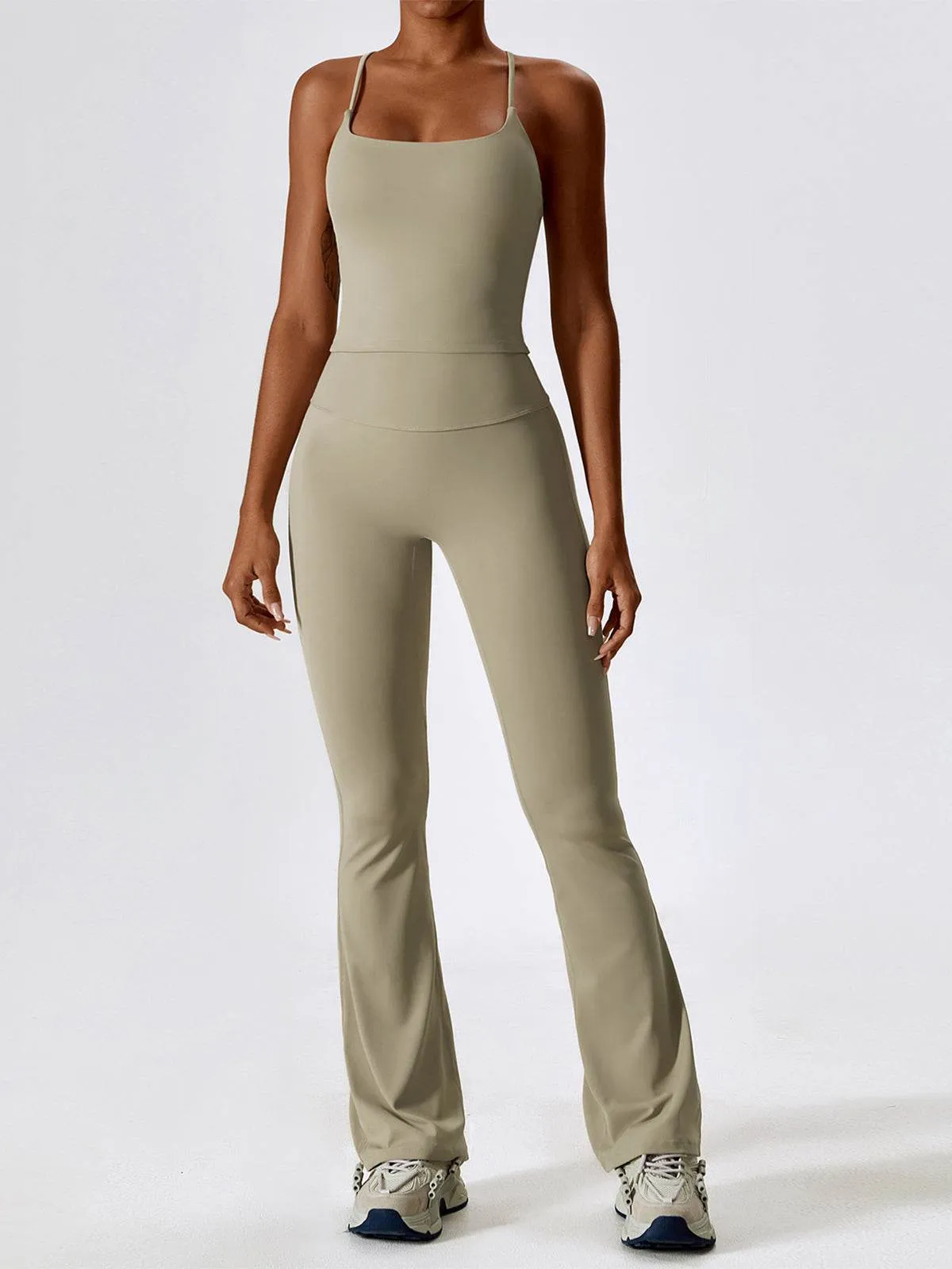 Sport Set with Crossover Strap Tank Top and Flared Pant sold by CRAVE by Frederick Wilhelm product image thumbnail 4
