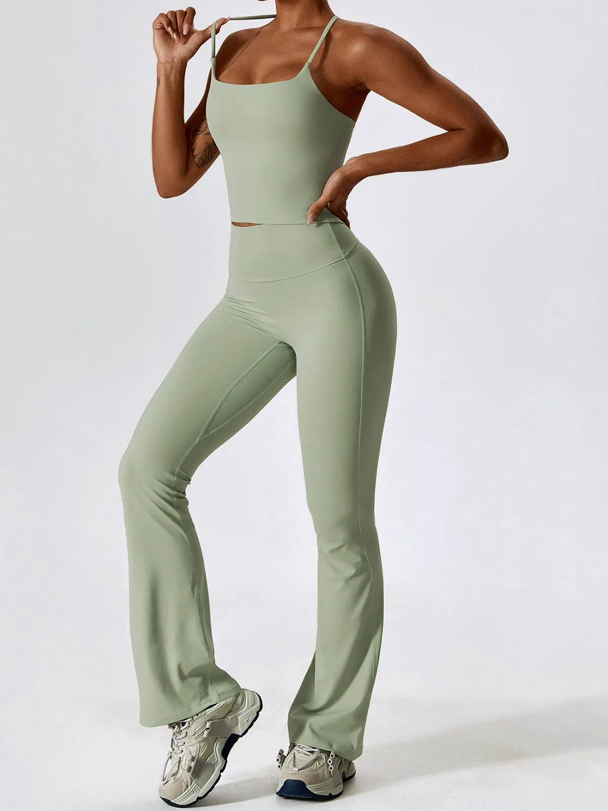 Sport Set with Crossover Strap Tank Top and Flared Pant sold by CRAVE by Frederick Wilhelm product image thumbnail 2