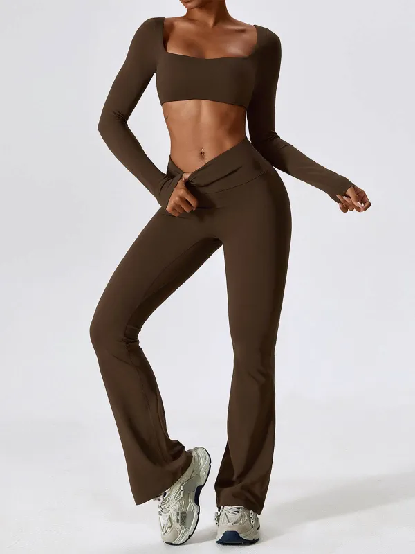 Sport Set with Square Neck Crop Top and Flared Pant sold by CRAVE by Frederick Wilhelm