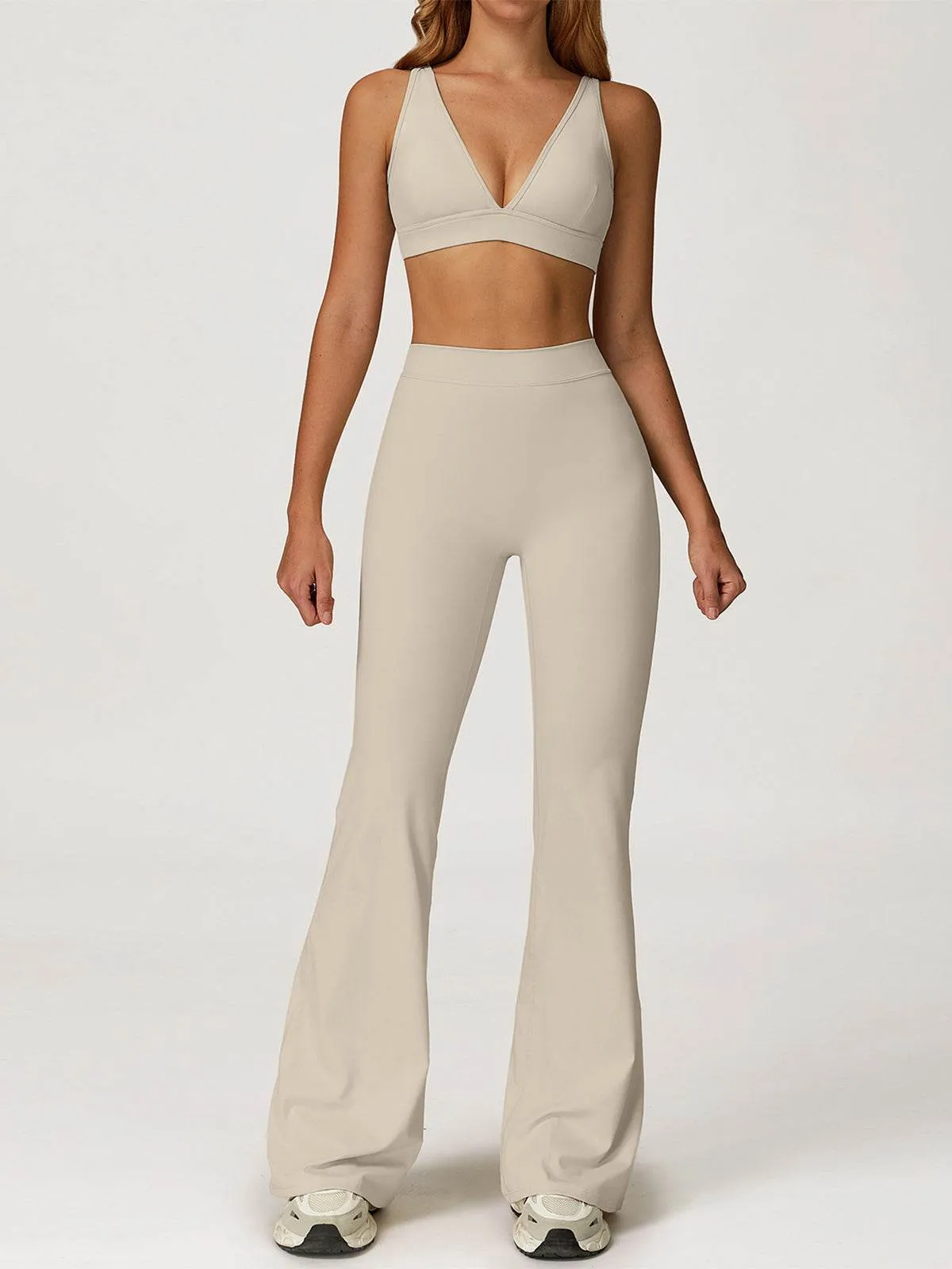 Activewear Set with Deep V-Neck Sports Bra and Flared Pant sold by CRAVE by Frederick Wilhelm product image thumbnail 5