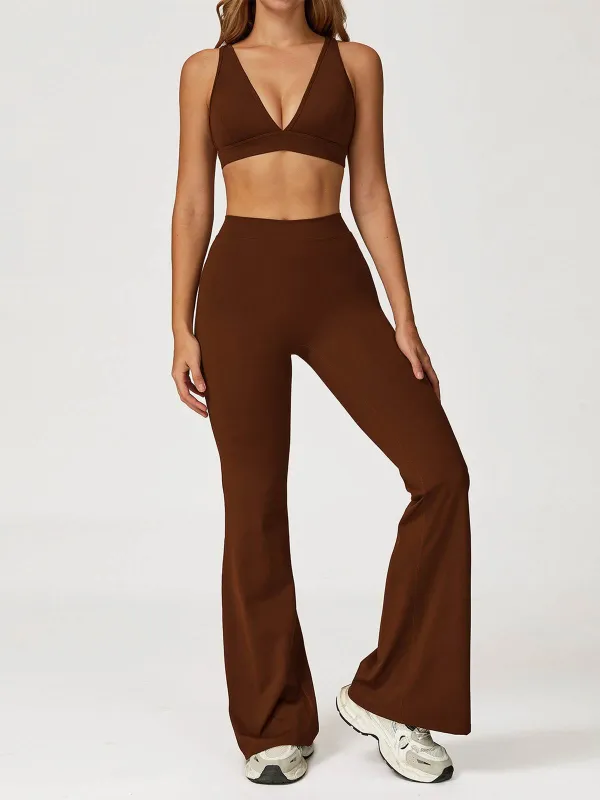 Activewear Set with Deep V-Neck Sports Bra and Flared Pant sold by CRAVE by Frederick Wilhelm