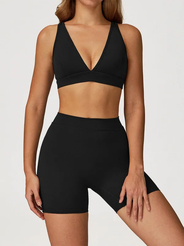 Activewear Set with Deep V-Neck Sports Bra and Short sold by CRAVE by Frederick Wilhelm