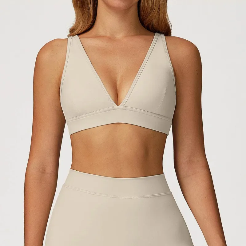 Deep V-Neck Sports Bra with Removable Bra Pad sold by CRAVE by Frederick Wilhelm