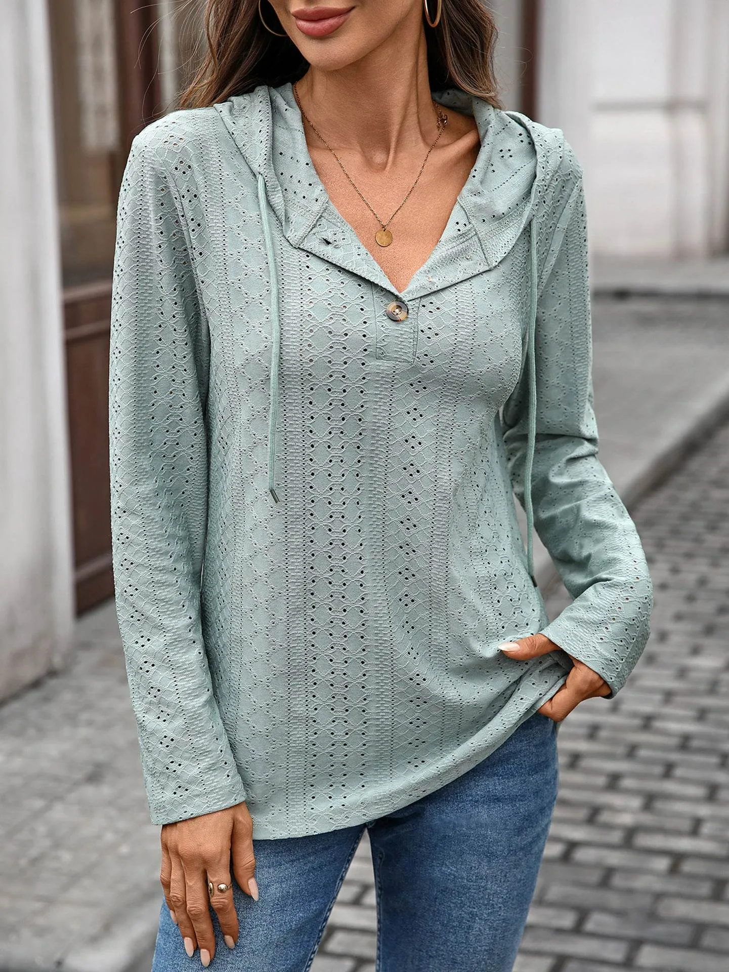 Long Sleeve Fall Drawstring Shirts Hooded Sweatshirt sold by CRAVE by Frederick Wilhelm product image thumbnail 4