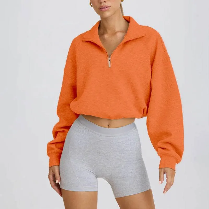 Half Zip Sweatshirt Long Sleeve Sports Crop Tops sold by CRAVE by Frederick Wilhelm