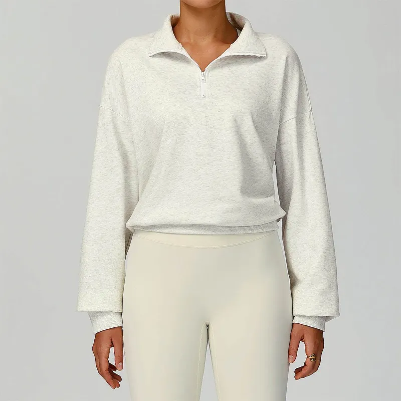 Half Zip Long Sleeve Crop Top Sports Sweatshirt sold by CRAVE by Frederick Wilhelm