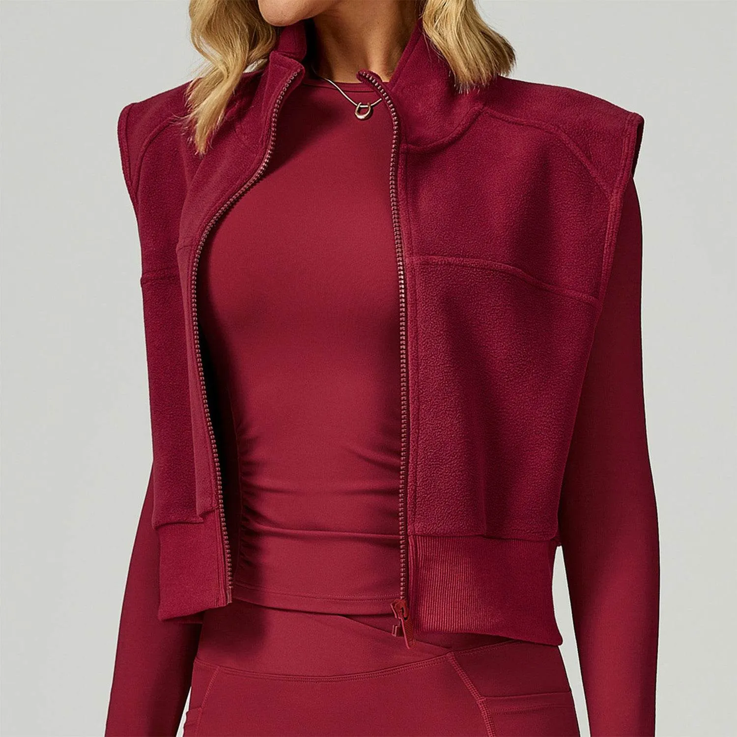 Fleece Coat Vest Outerwear Warm Sleeveless Zip Jackets sold by CRAVE by Frederick Wilhelm product image thumbnail 3