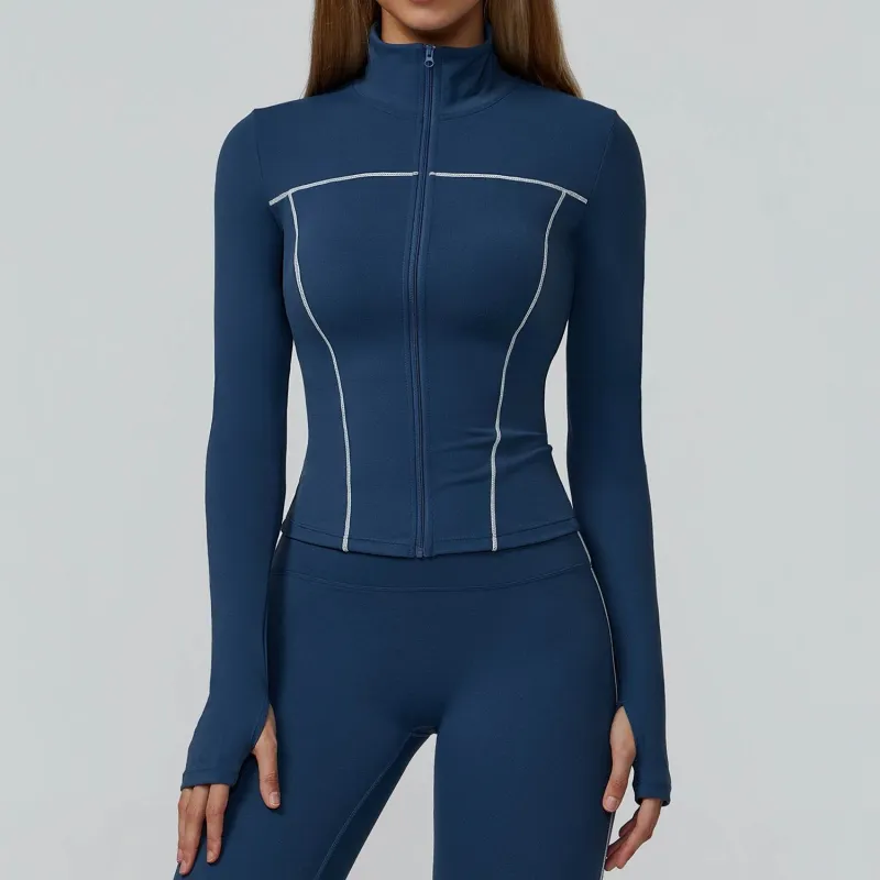 Cropped Running Jacket Slim Fit Athletic Top with Thumb Hole sold by CRAVE by Frederick Wilhelm