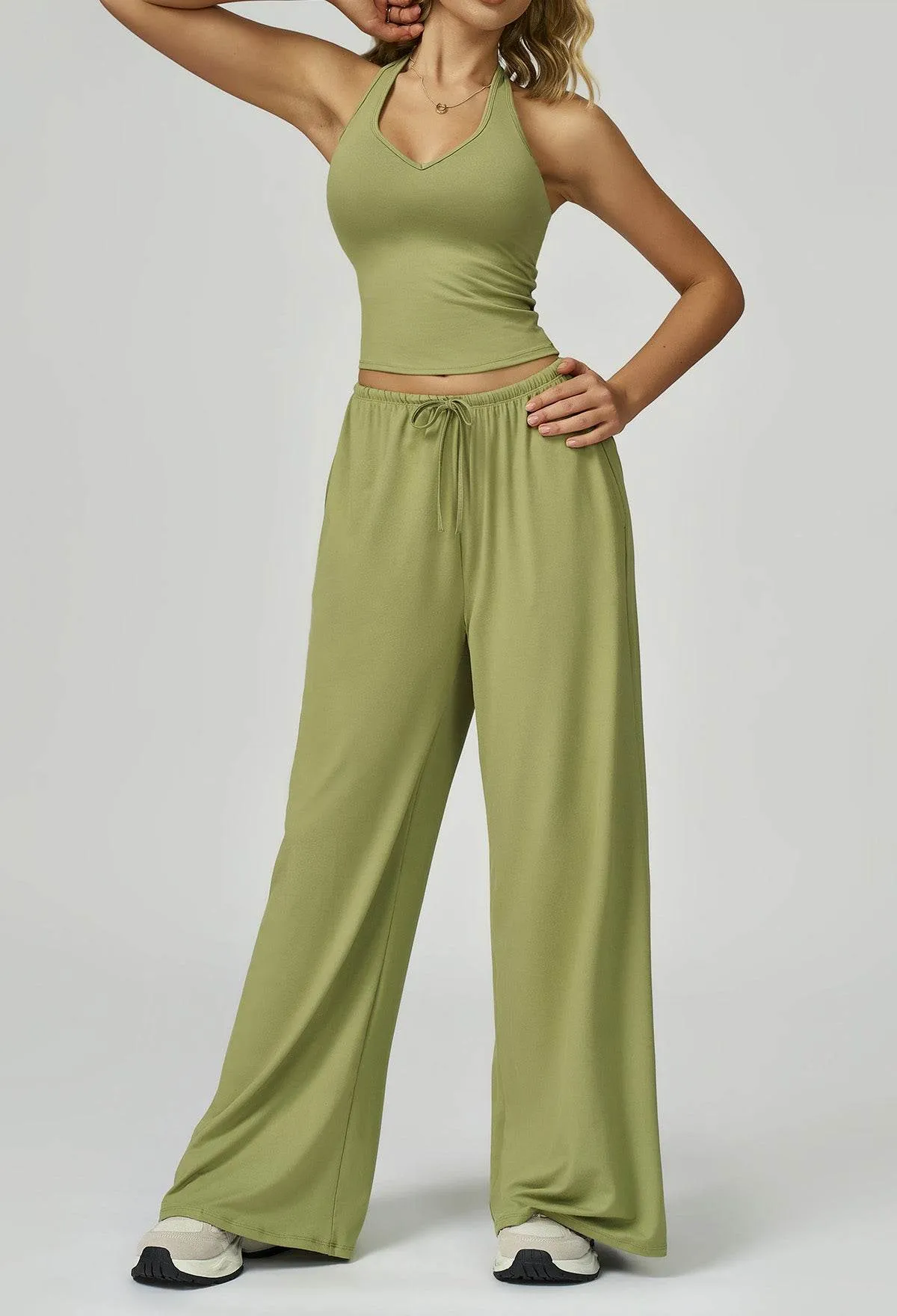 Activewear Wear with Tank Top and Wide Leg Lounge Pants sold by CRAVE by Frederick Wilhelm product image thumbnail 4