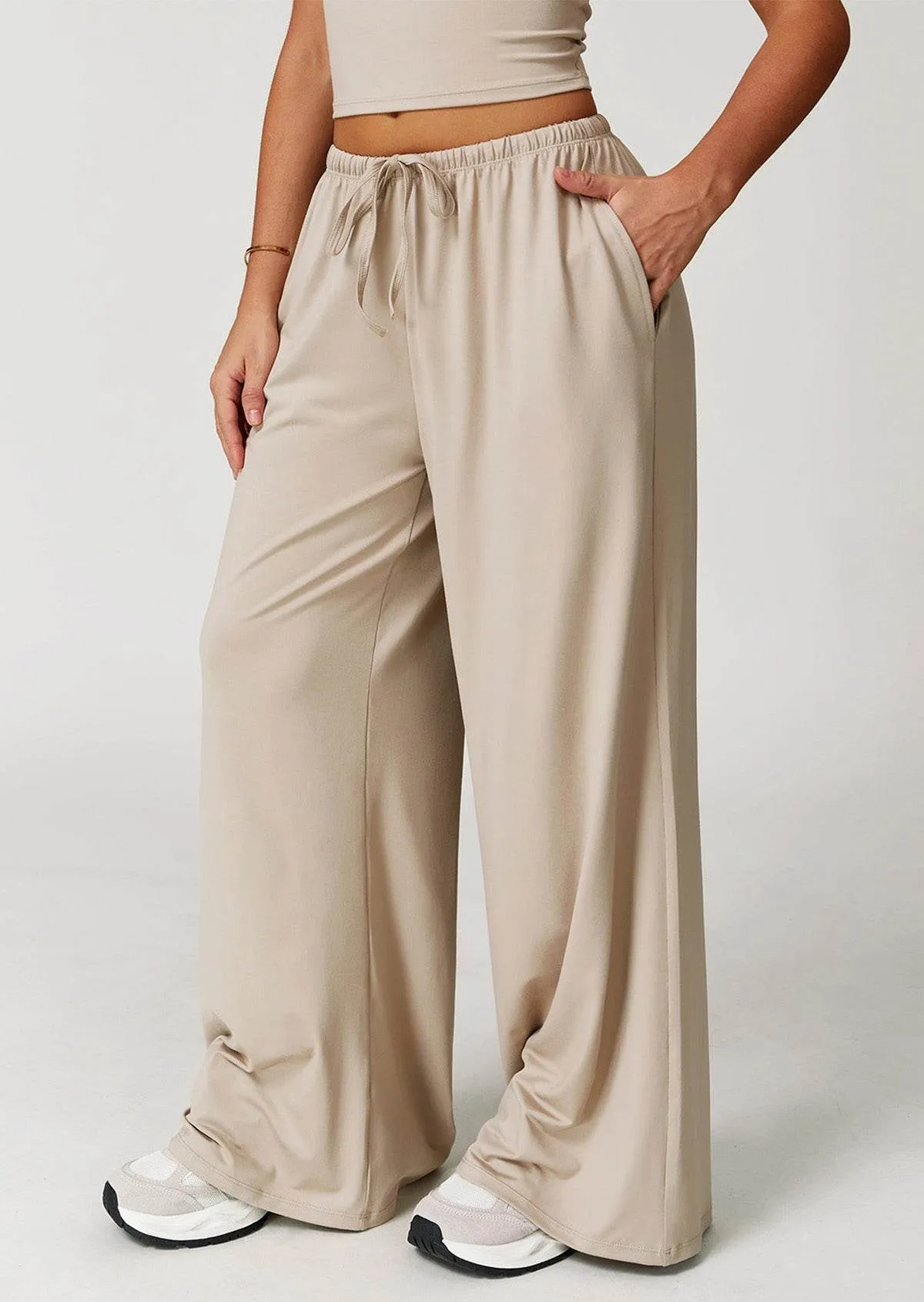Athletic Wide Leg Lounge Pants with Drawstring and Pockets sold by CRAVE by Frederick Wilhelm product image thumbnail 2
