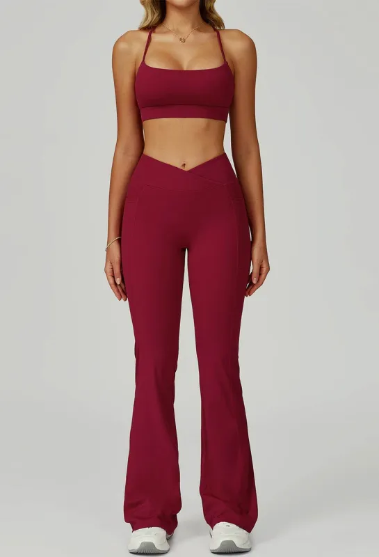 Activewear Set with Cross Back Bra and Flared Pant sold by CRAVE by Frederick Wilhelm