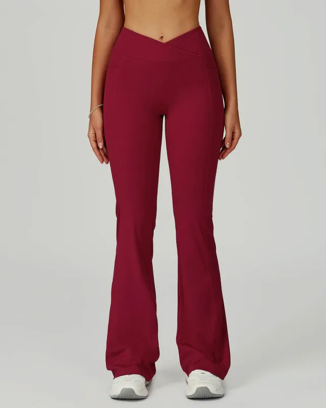 Cross Waist Yoga Flared Pants with Pockets sold by CRAVE by Frederick Wilhelm