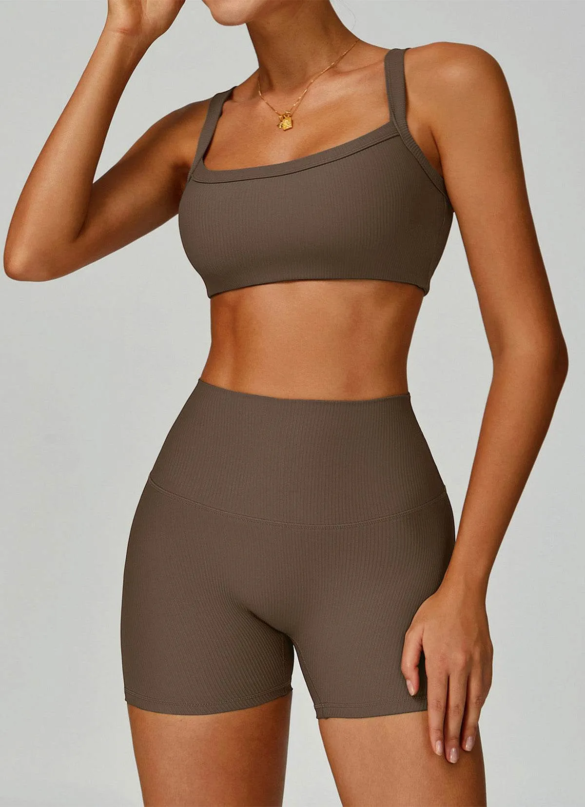 Ribbed Activewear Set with Sports Bra and Short sold by CRAVE by Frederick Wilhelm product image thumbnail 2