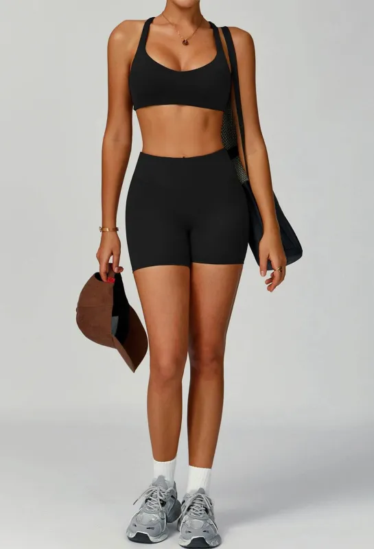 Activewear Set with X Shaped Back Sport Bra and Short sold by CRAVE by Frederick Wilhelm