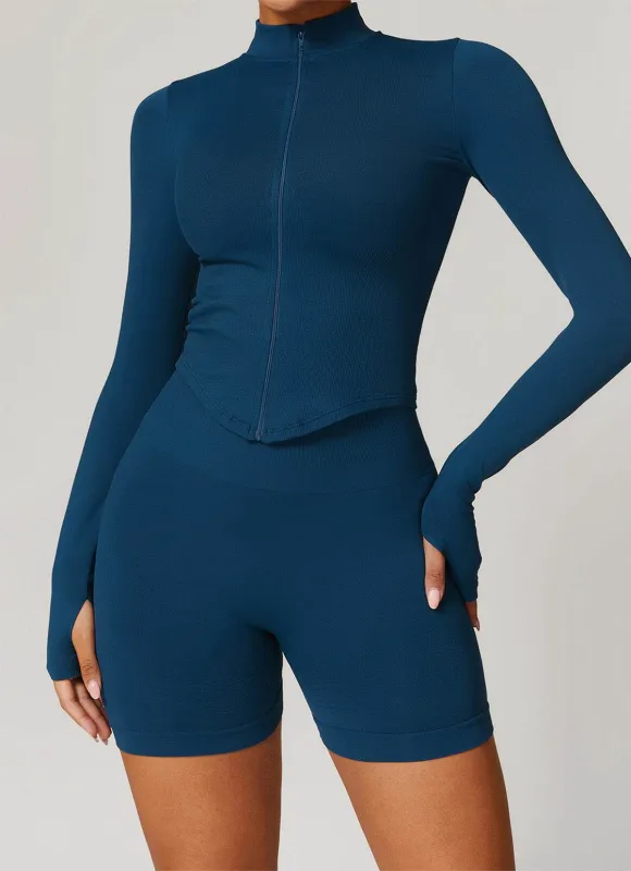 Full Zip Cropped Workout Jacket with Thumb Holes sold by CRAVE by Frederick Wilhelm