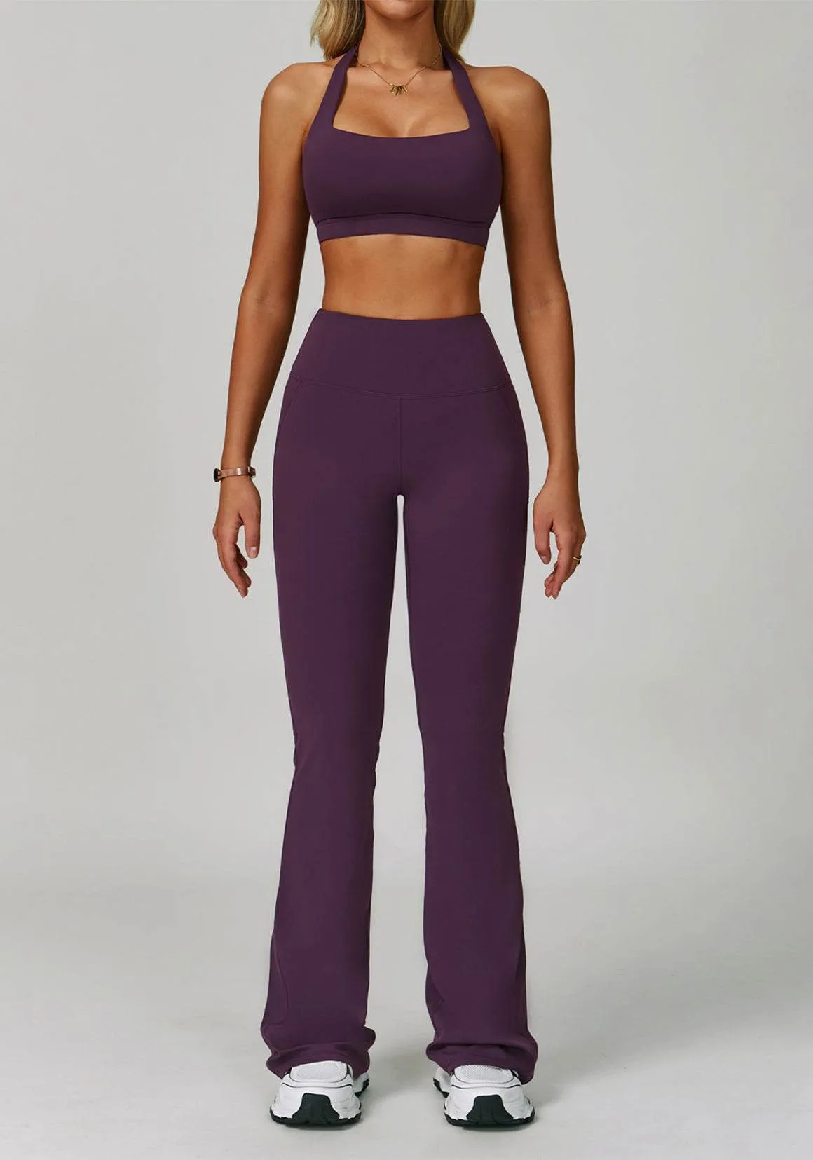 Activewear Set with Halter Sports Bra and Flared Pant sold by CRAVE by Frederick Wilhelm product image thumbnail 3