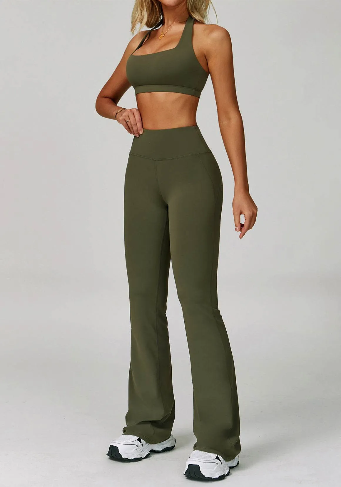 Activewear Set with Halter Sports Bra and Flared Pant sold by CRAVE by Frederick Wilhelm product image thumbnail 4