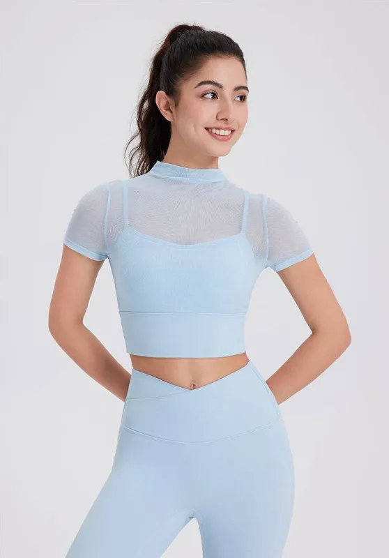 Mesh Fitness Crop T-Shirts with Built-in Chest Pad sold by CRAVE by Frederick Wilhelm