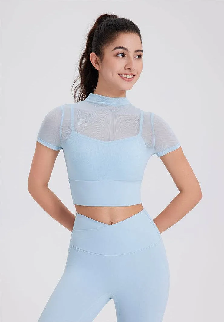 Mesh Fitness Crop T-Shirts with Built-in Chest Pad sold by CRAVE by Frederick Wilhelm