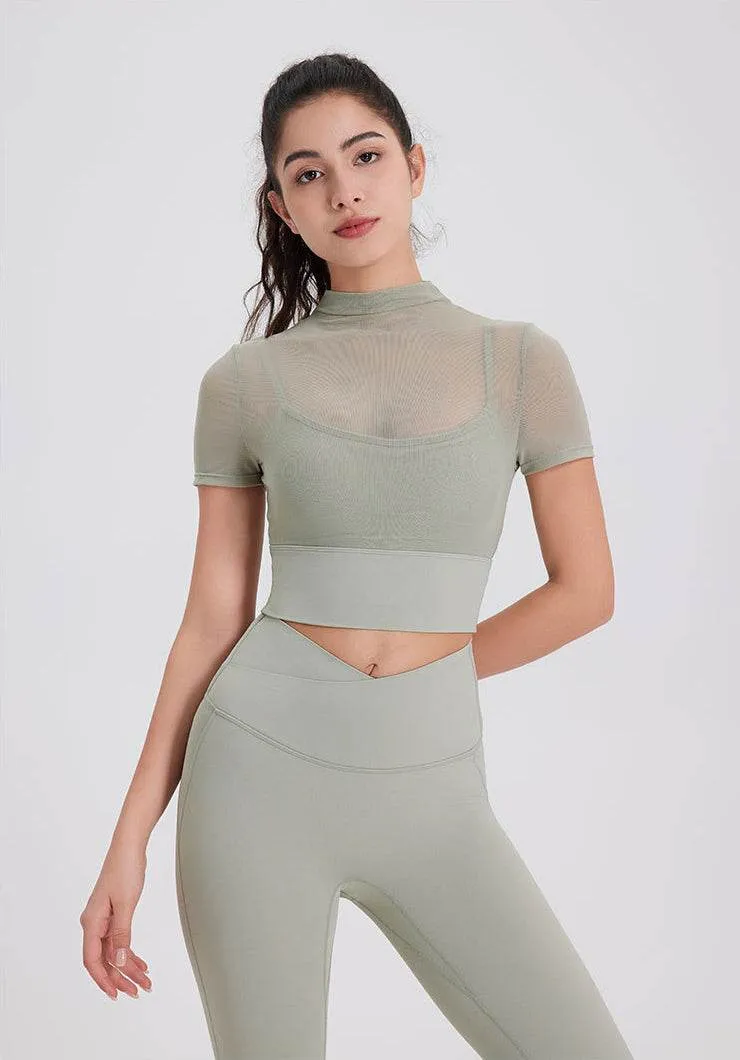 Mesh Fitness Crop T-Shirts with Built-in Chest Pad sold by CRAVE by Frederick Wilhelm product image thumbnail 5