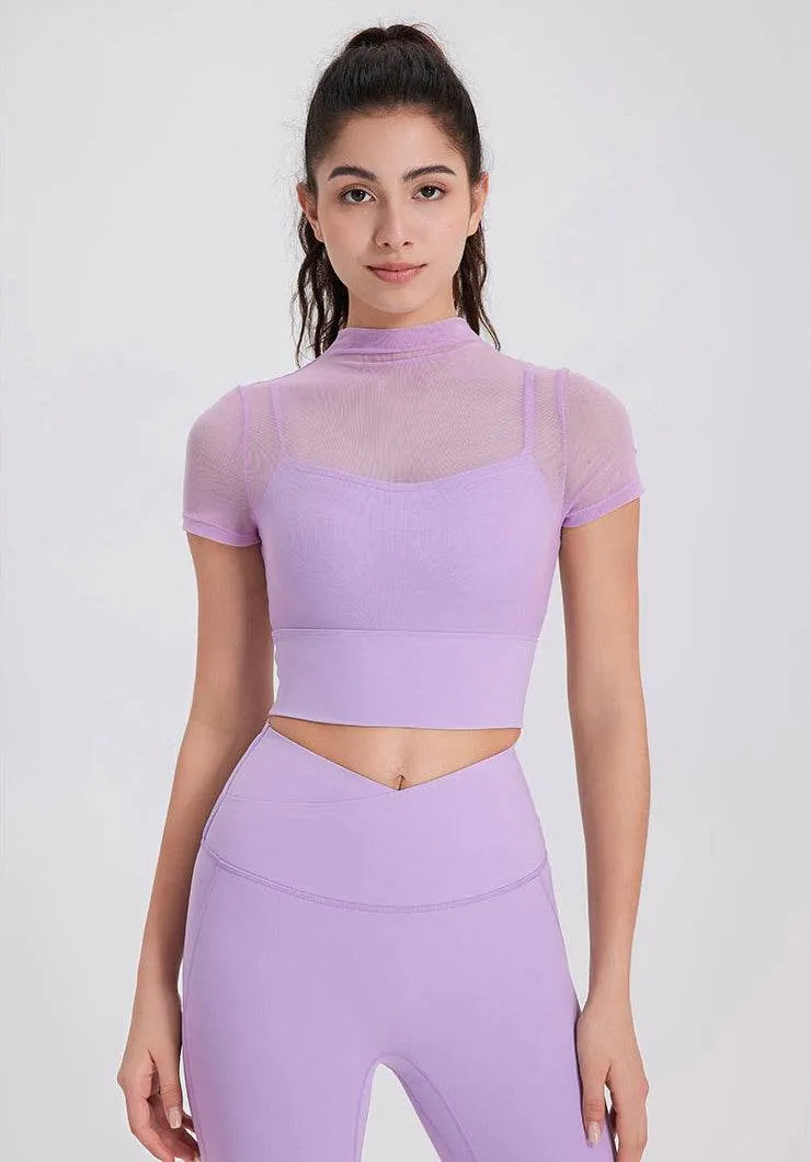 Mesh Fitness Crop T-Shirts with Built-in Chest Pad sold by CRAVE by Frederick Wilhelm product image thumbnail 3