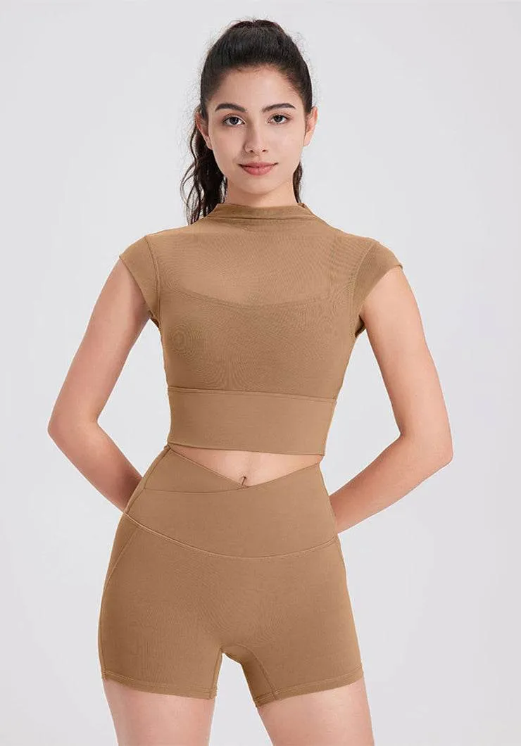 Mesh Yoga Crop T-Shirts with Built-in Chest Pad sold by CRAVE by Frederick Wilhelm product image thumbnail 3