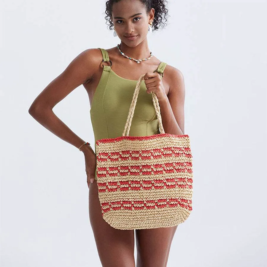 Straw Beach Tote Bag Handmade Woven Hobo Handbag sold by CRAVE by Frederick Wilhelm product image thumbnail 4