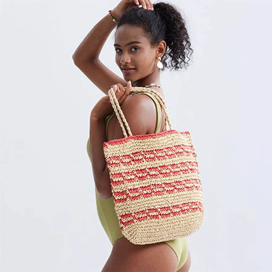 Straw Beach Tote Bag Handmade Woven Hobo Handbag sold by CRAVE by Frederick Wilhelm product image thumbnail 3