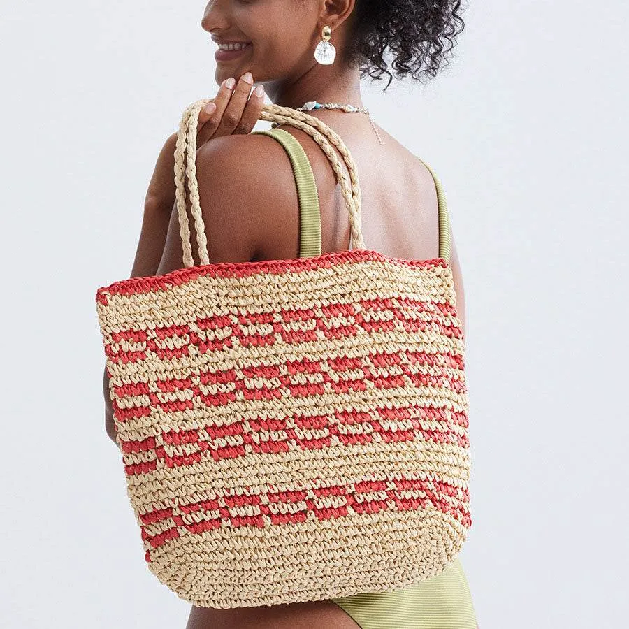 Straw Beach Tote Bag Handmade Woven Hobo Handbag sold by CRAVE by Frederick Wilhelm