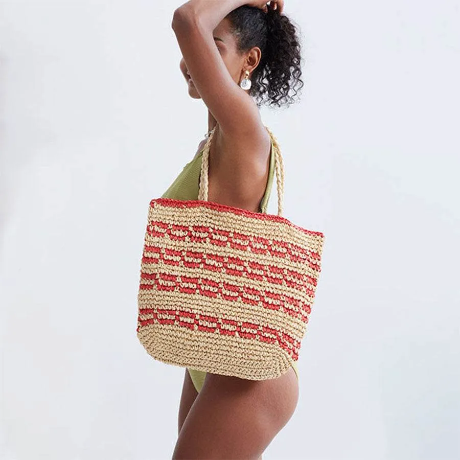 Straw Beach Tote Bag Handmade Woven Hobo Handbag sold by CRAVE by Frederick Wilhelm product image thumbnail 2