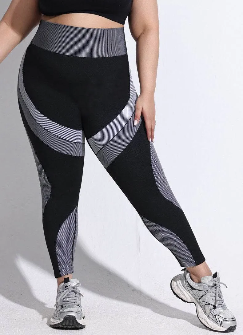 Plus Size Color Block High Waist Yoga Leggings sold by CRAVE by Frederick Wilhelm product image thumbnail 3