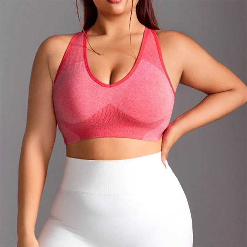 Plus Size U Neck Sports Bra with Adjustable Cross Straps sold by CRAVE by Frederick Wilhelm