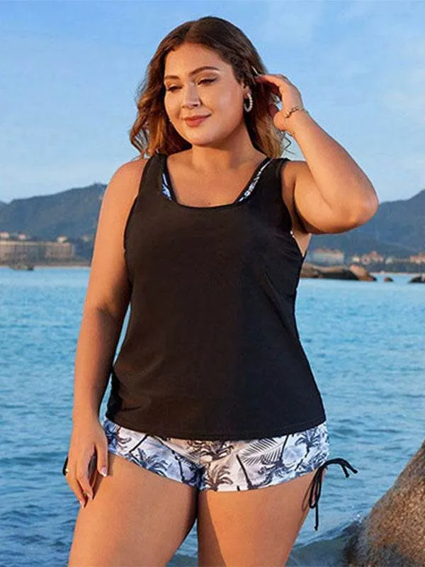 Plus Size Three Piece Coconut Tree Tankini Swimsuits with Short made by CRAVE by Frederick Wilhelm