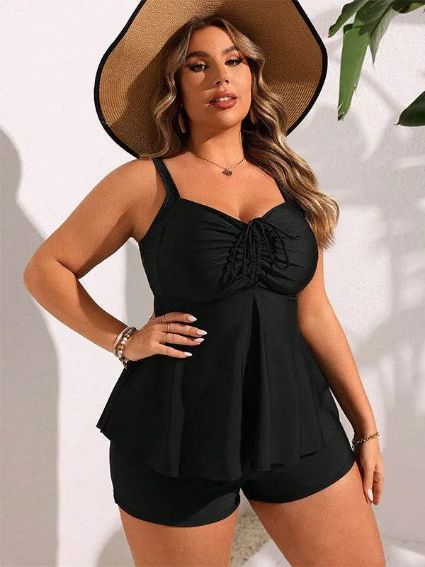 Plus Size Two Piece Tankini Flowy Swimsuits with Short sold by CRAVE by Frederick Wilhelm