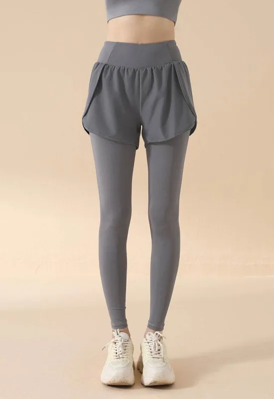 Fake Two Piece High Waist Workout Leggings with Shorts made by CRAVE by Frederick Wilhelm