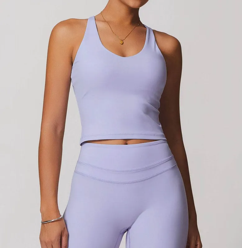 Solid U Neck Cross Back Yoga Tank Tops with Padded sold by CRAVE by Frederick Wilhelm