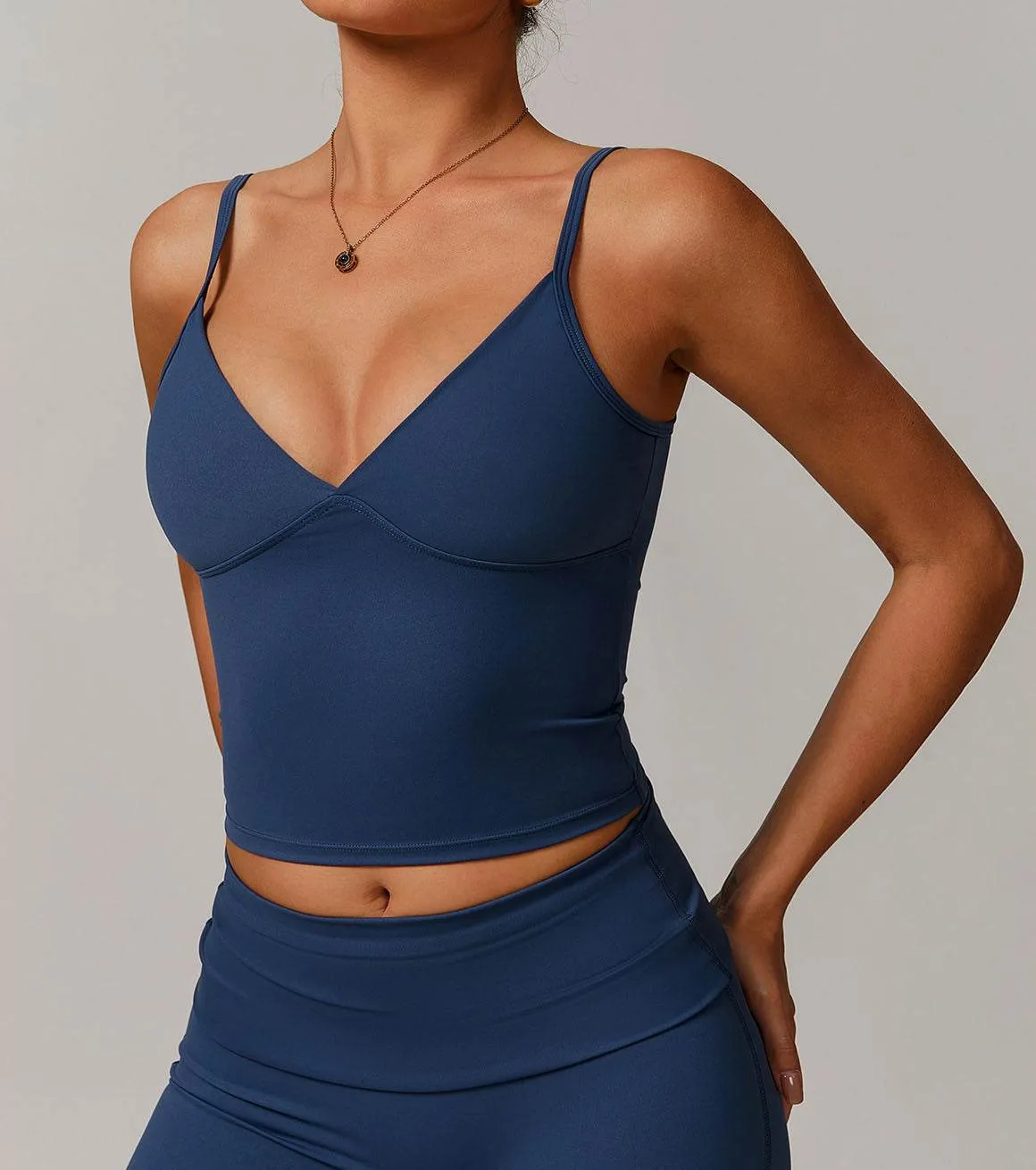 V Neck Spaghetti Fitted Crop Tank Tops sold by CRAVE by Frederick Wilhelm product image thumbnail 5